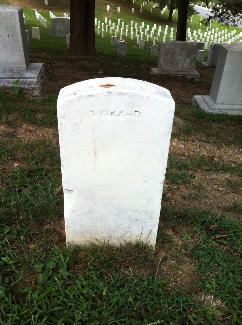 Back of headstone — Robert Adams