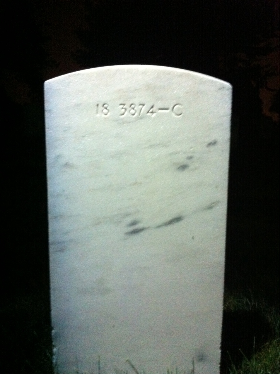 Back of headstone — John Baicar