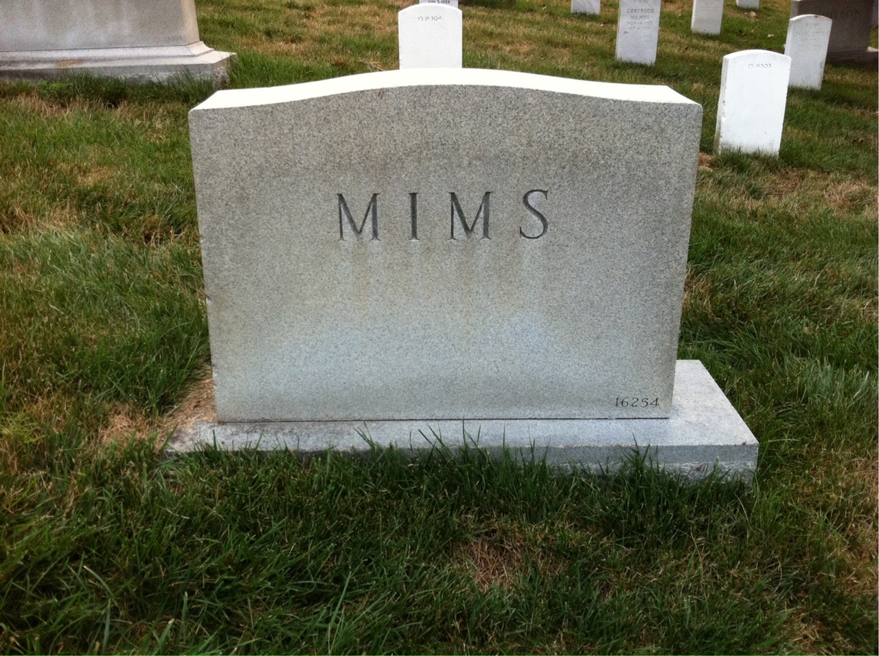 Back of headstone — Louis Mims