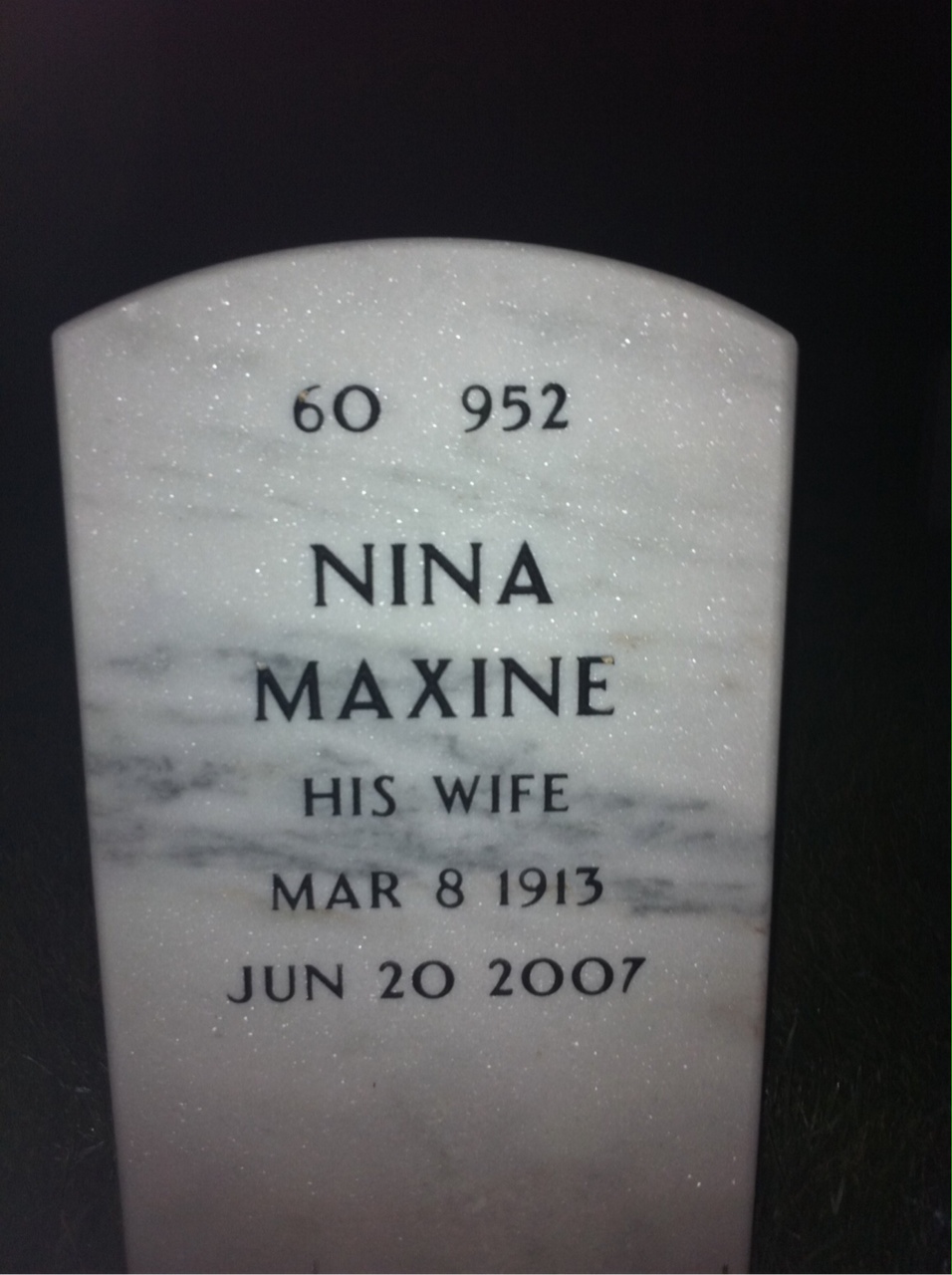 Back of headstone — Leo Walker