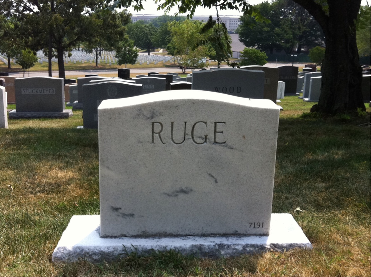 Back of headstone — Herbert Ruge