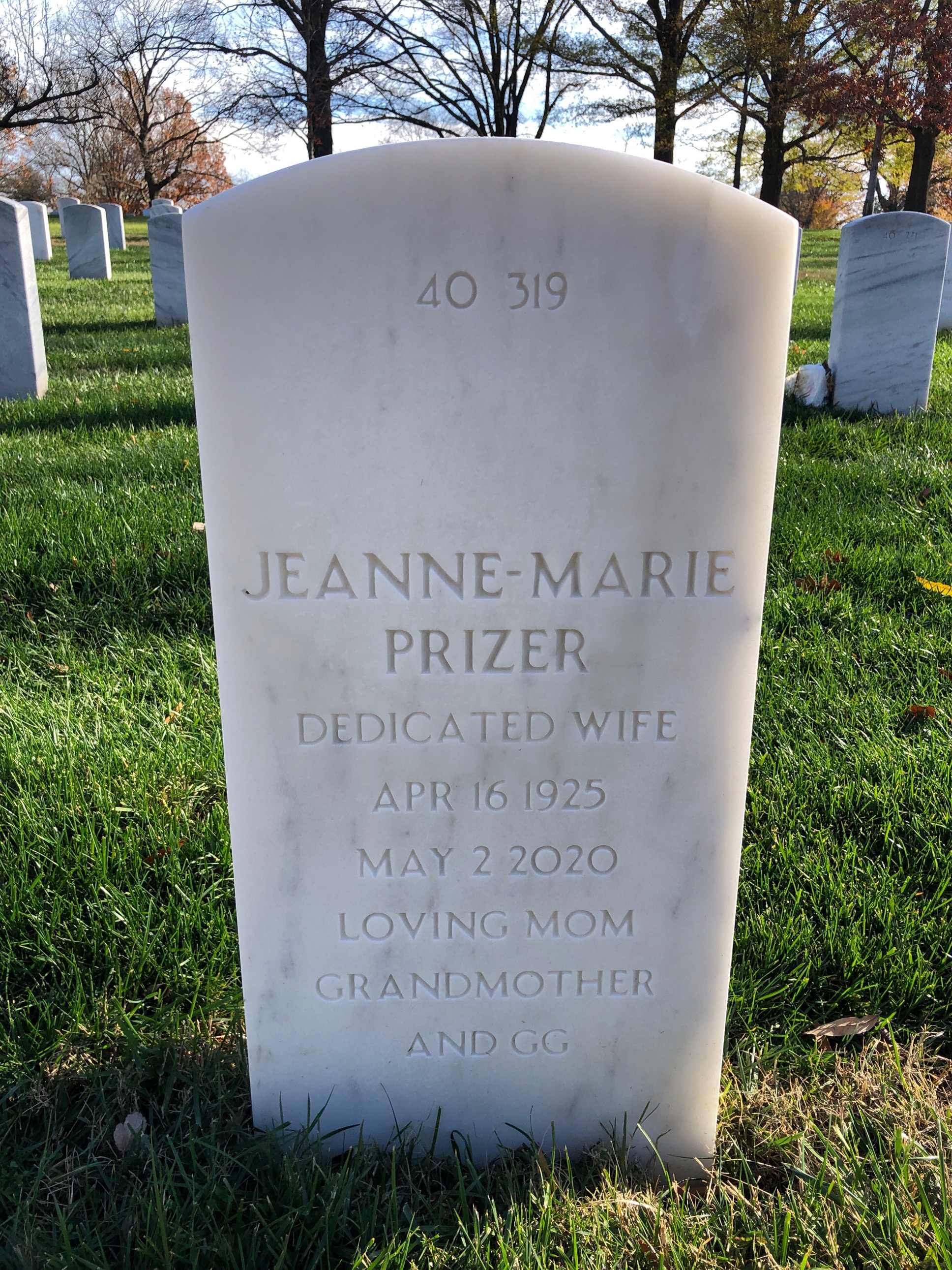 Back of headstone — Virgil Money