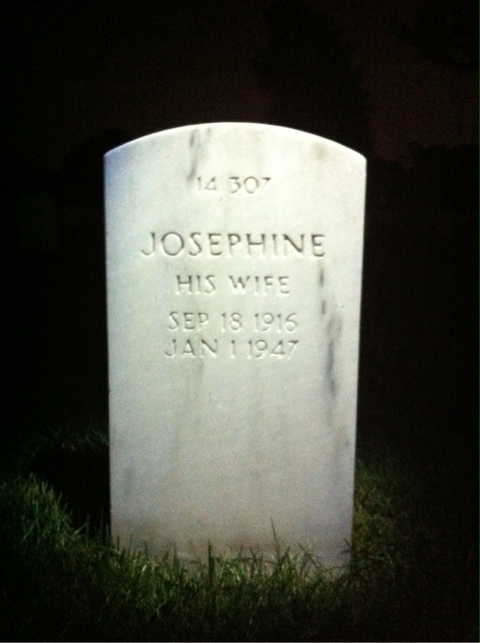 Back of headstone — Josephine Balbuena