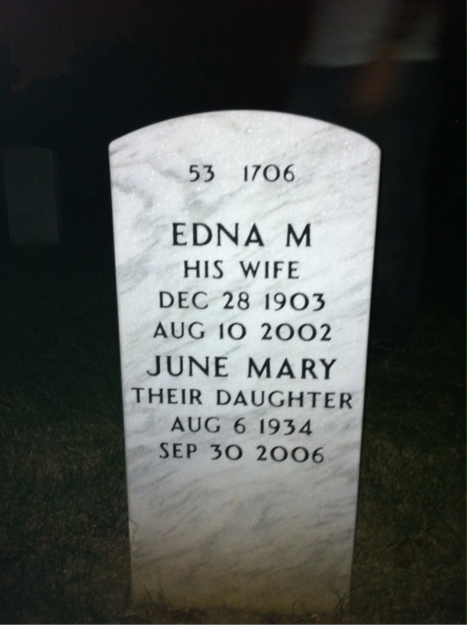 Back of headstone — Elmer Brenton