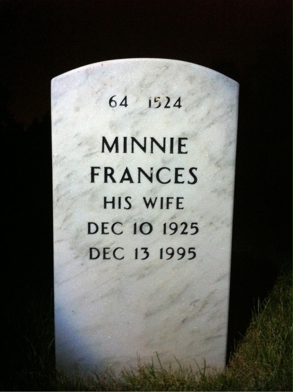 Back of headstone — Raymond Adams