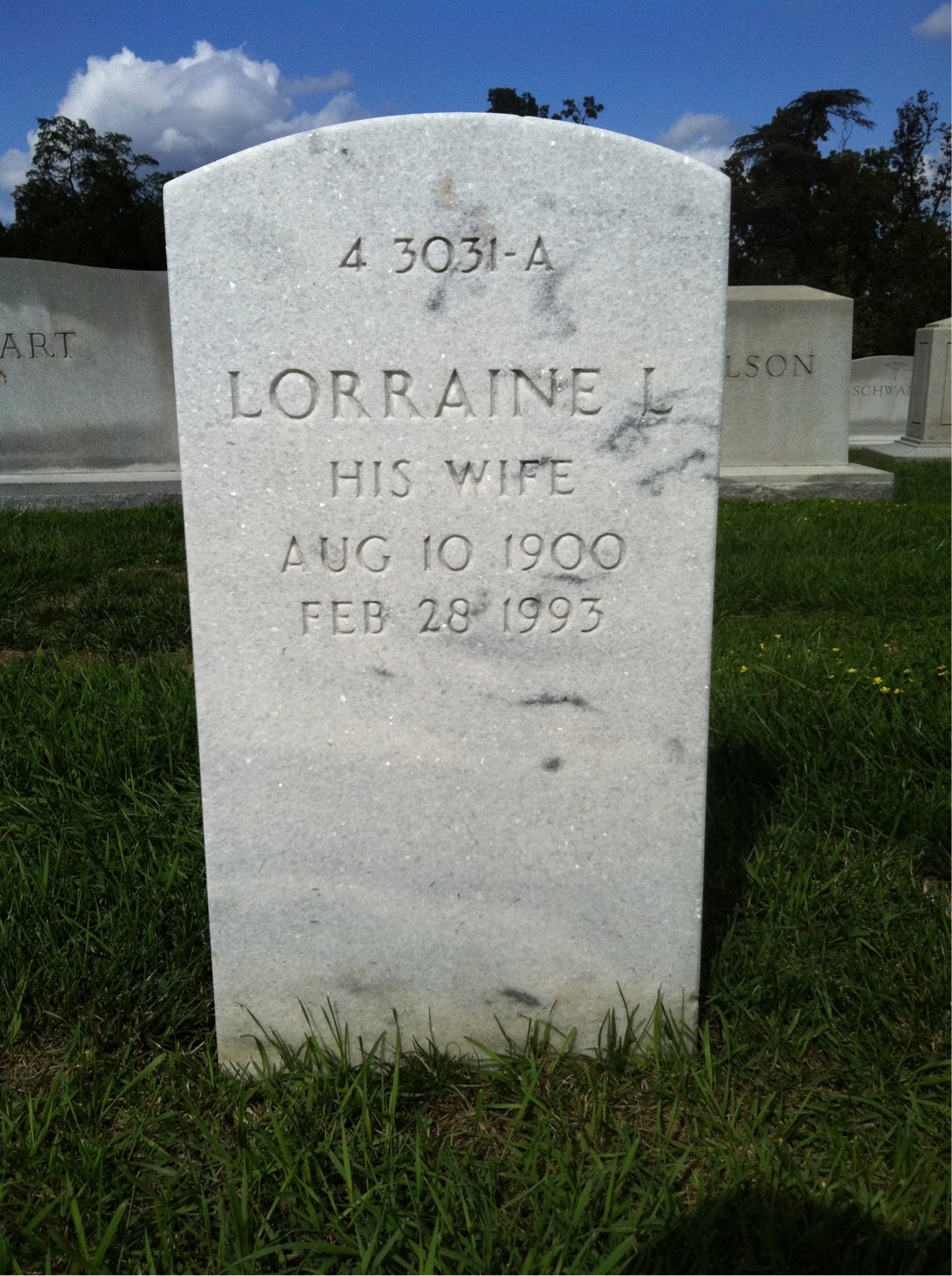 Back of headstone — Lorraine Mckenzie