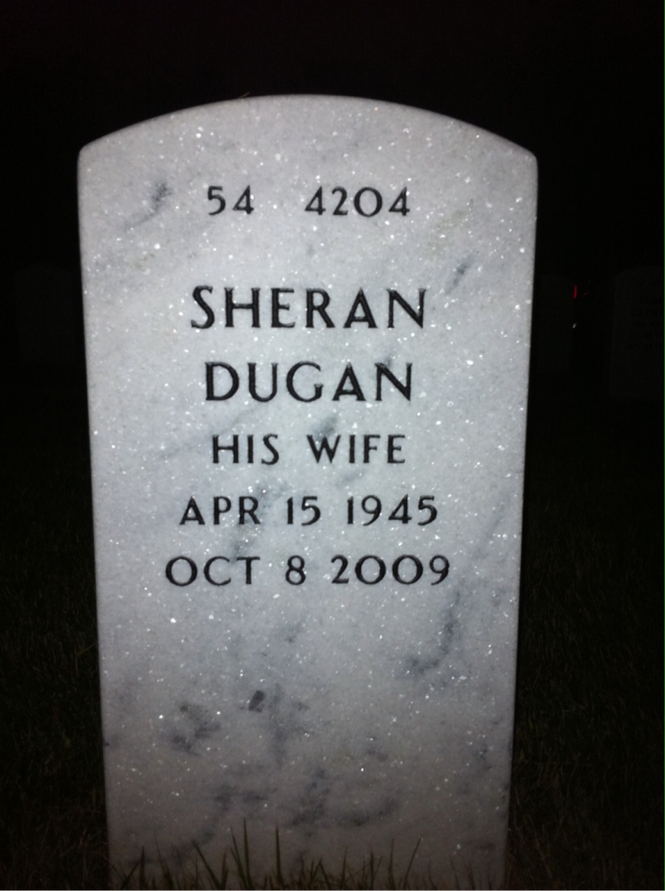 Back of headstone — John Heffron