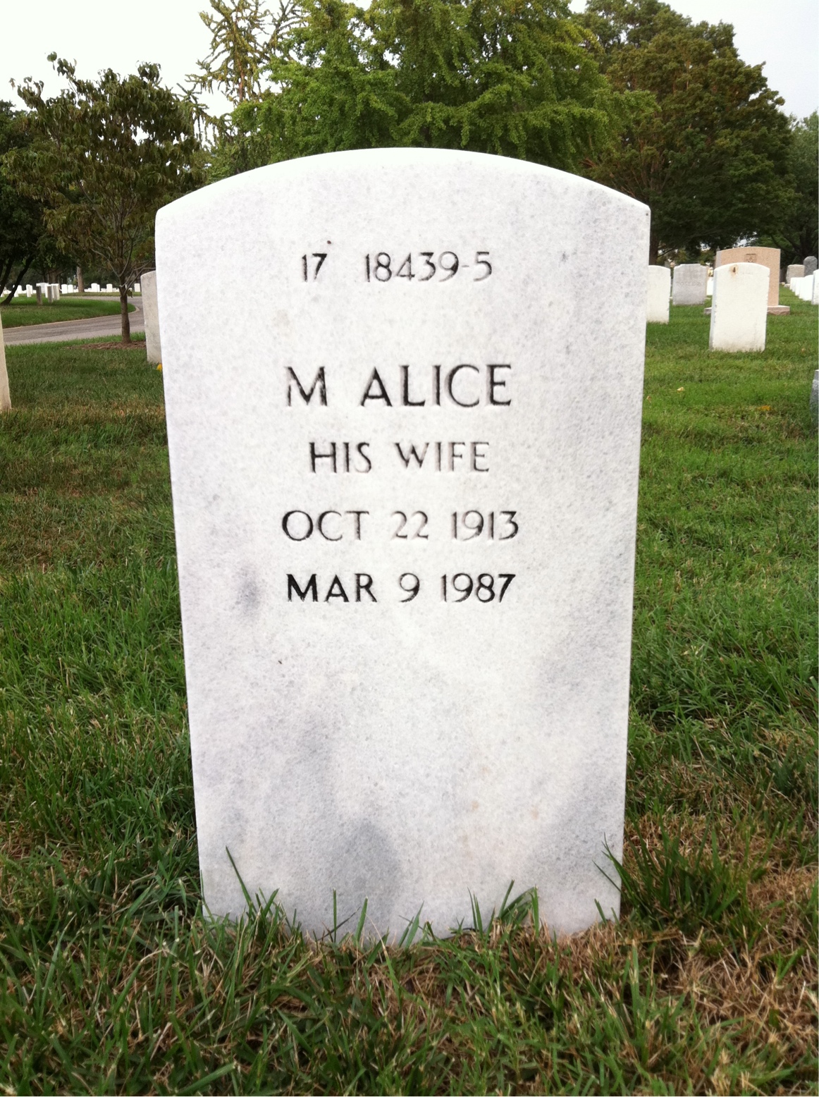 Back of headstone — Clifford Bates
