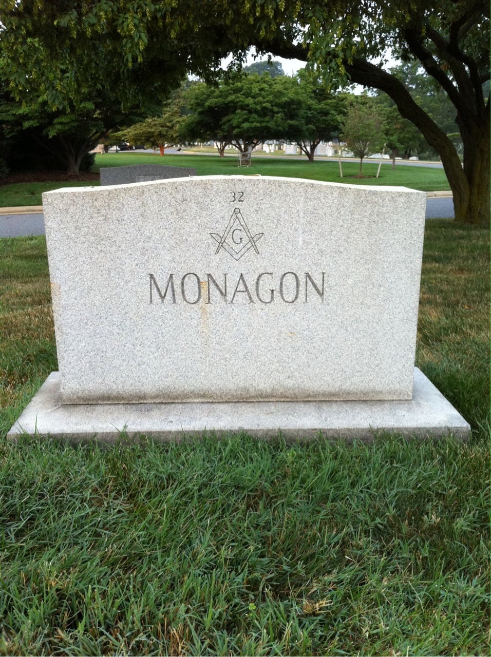 Back of headstone — Elizabeth Monagon