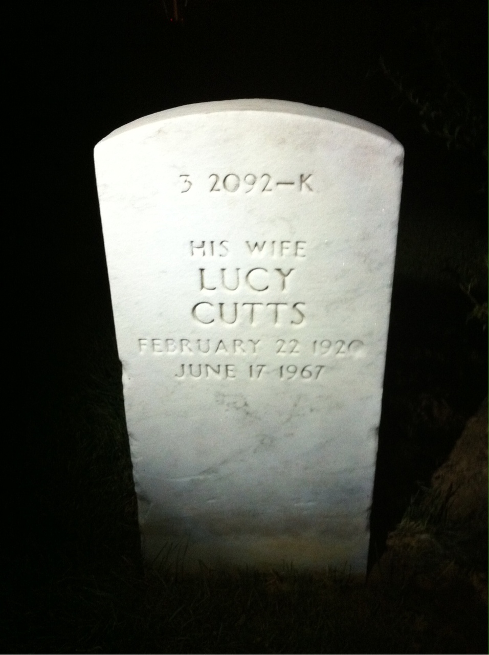 Back of headstone — Raymond Moore