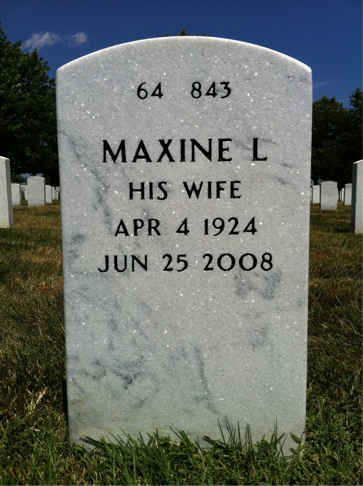 Back of headstone — Johnnie Prine