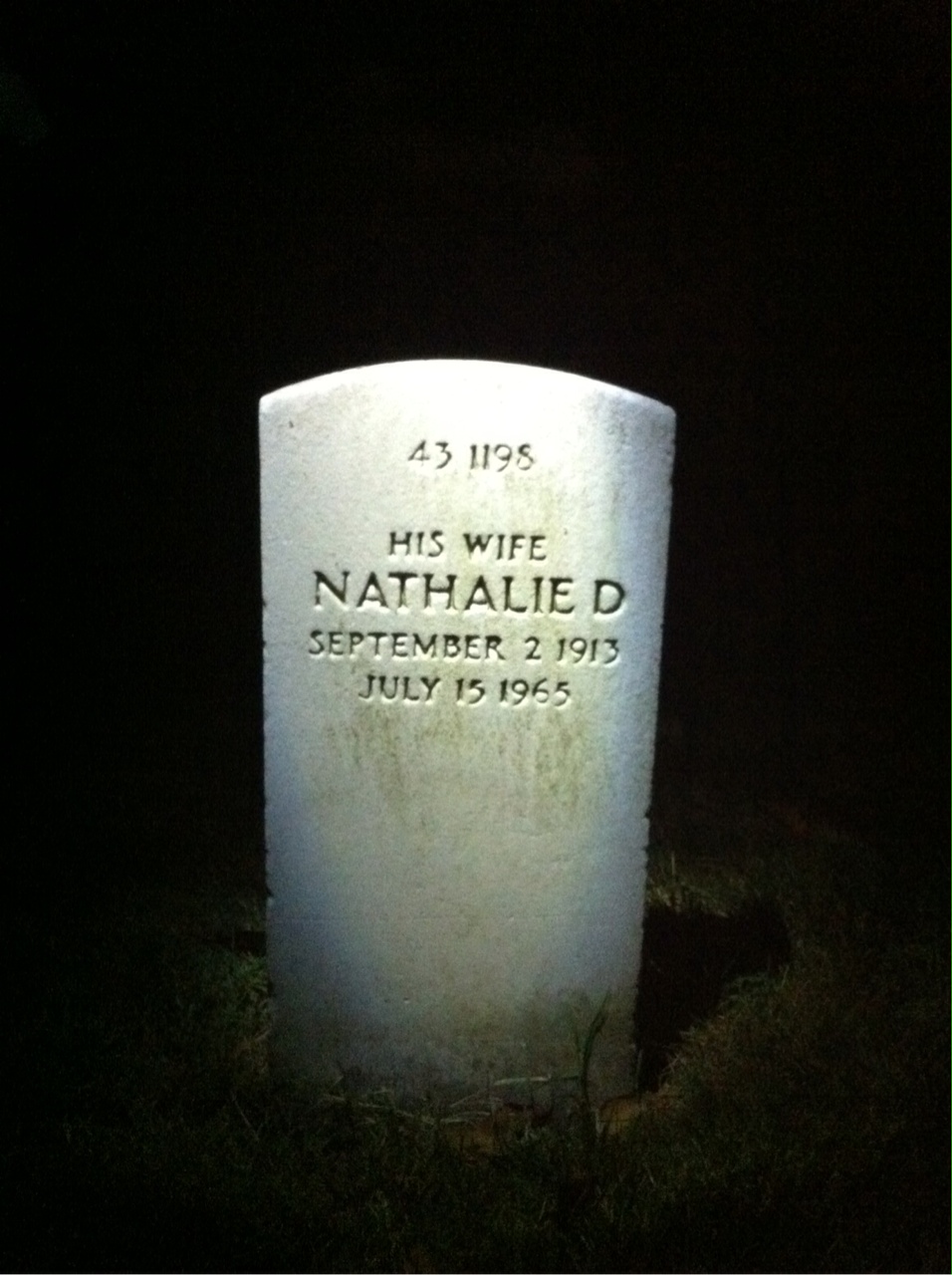 Back of headstone — Nathalie Morrissey