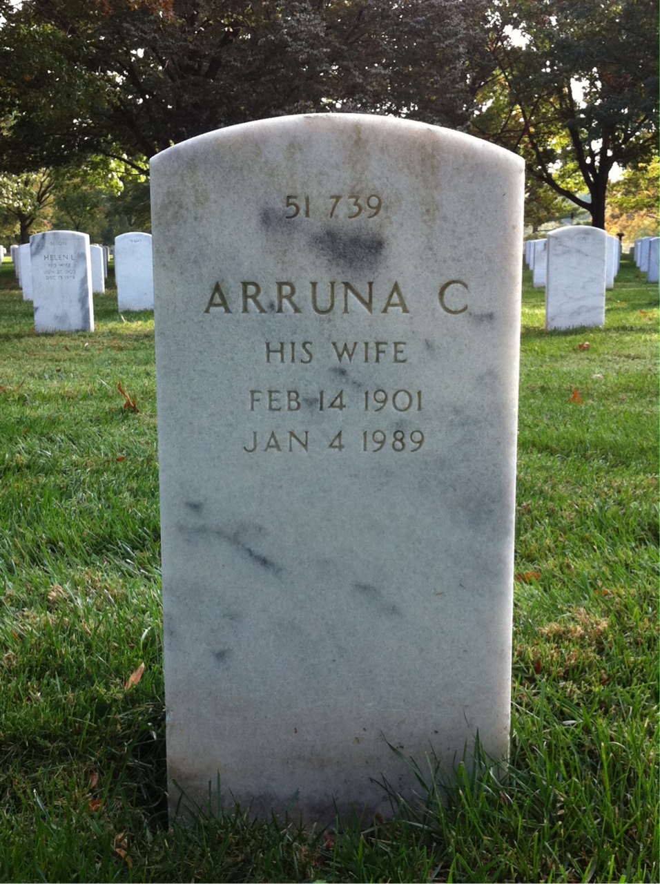 Back of headstone — William H Berry
