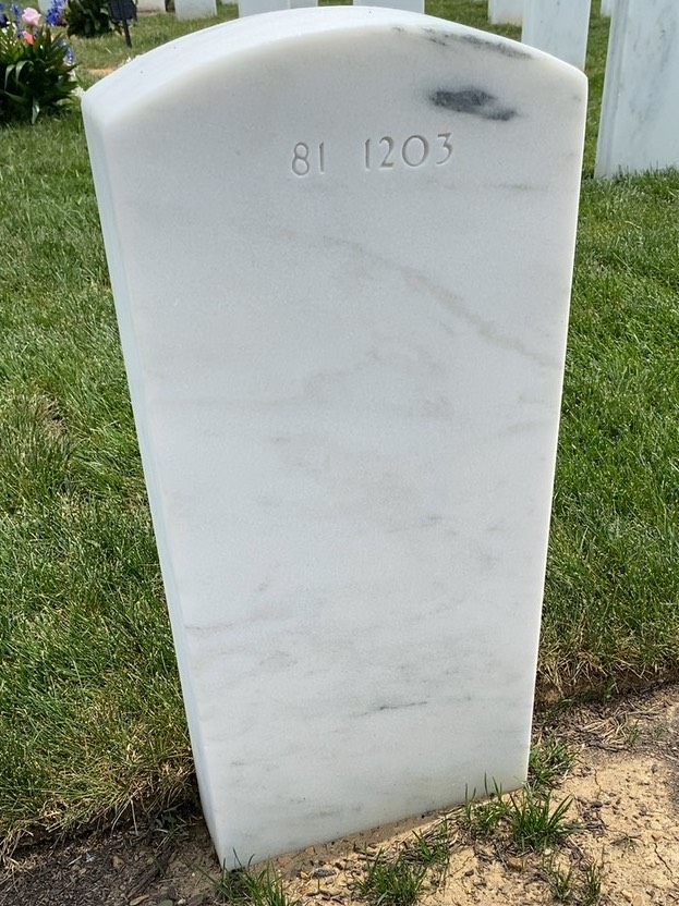 Back of headstone — Eugene Bierly