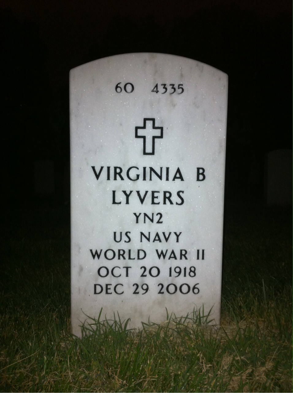 Back of headstone — Thomas Lyvers