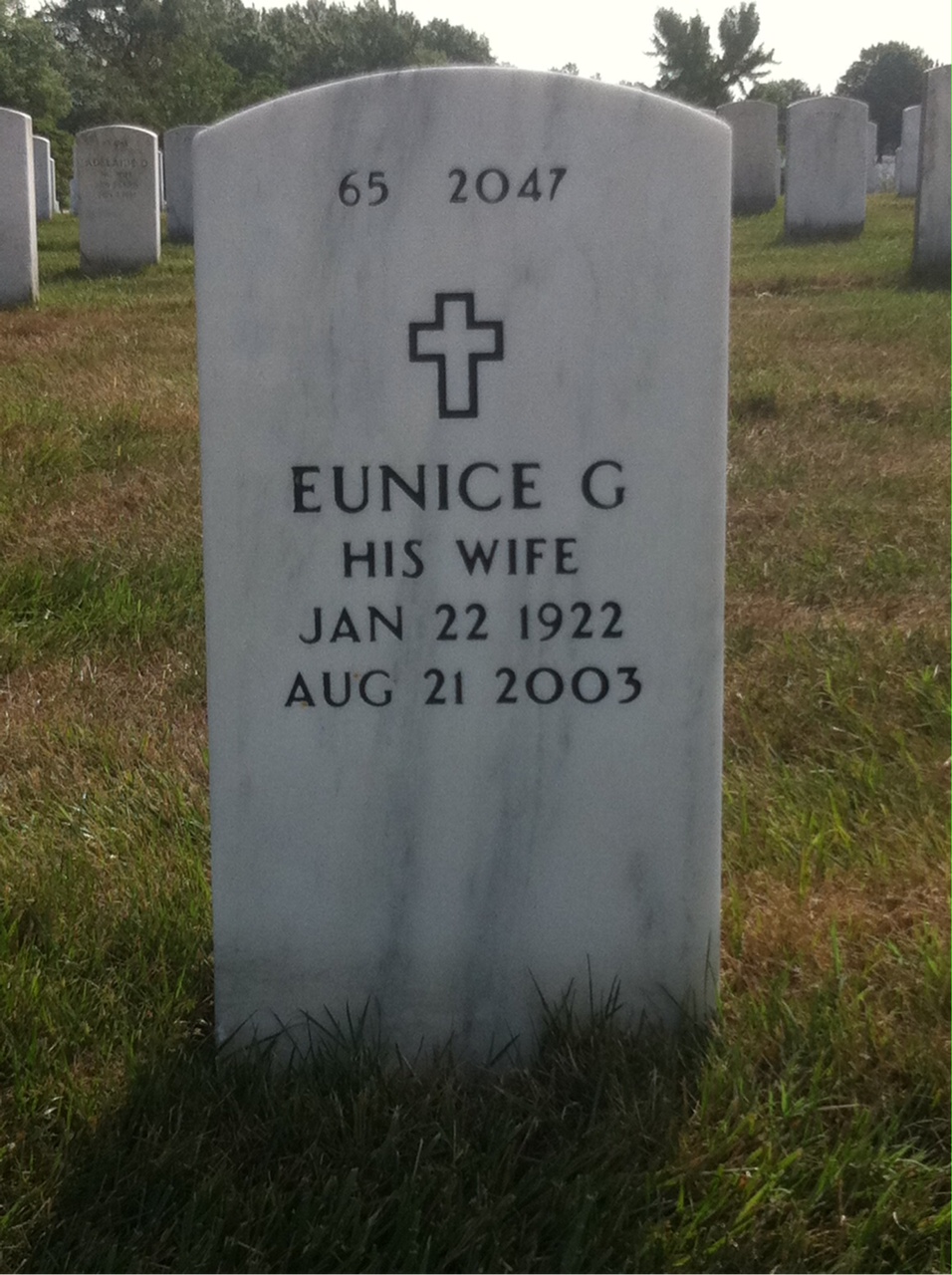 Back of headstone — John Crawford