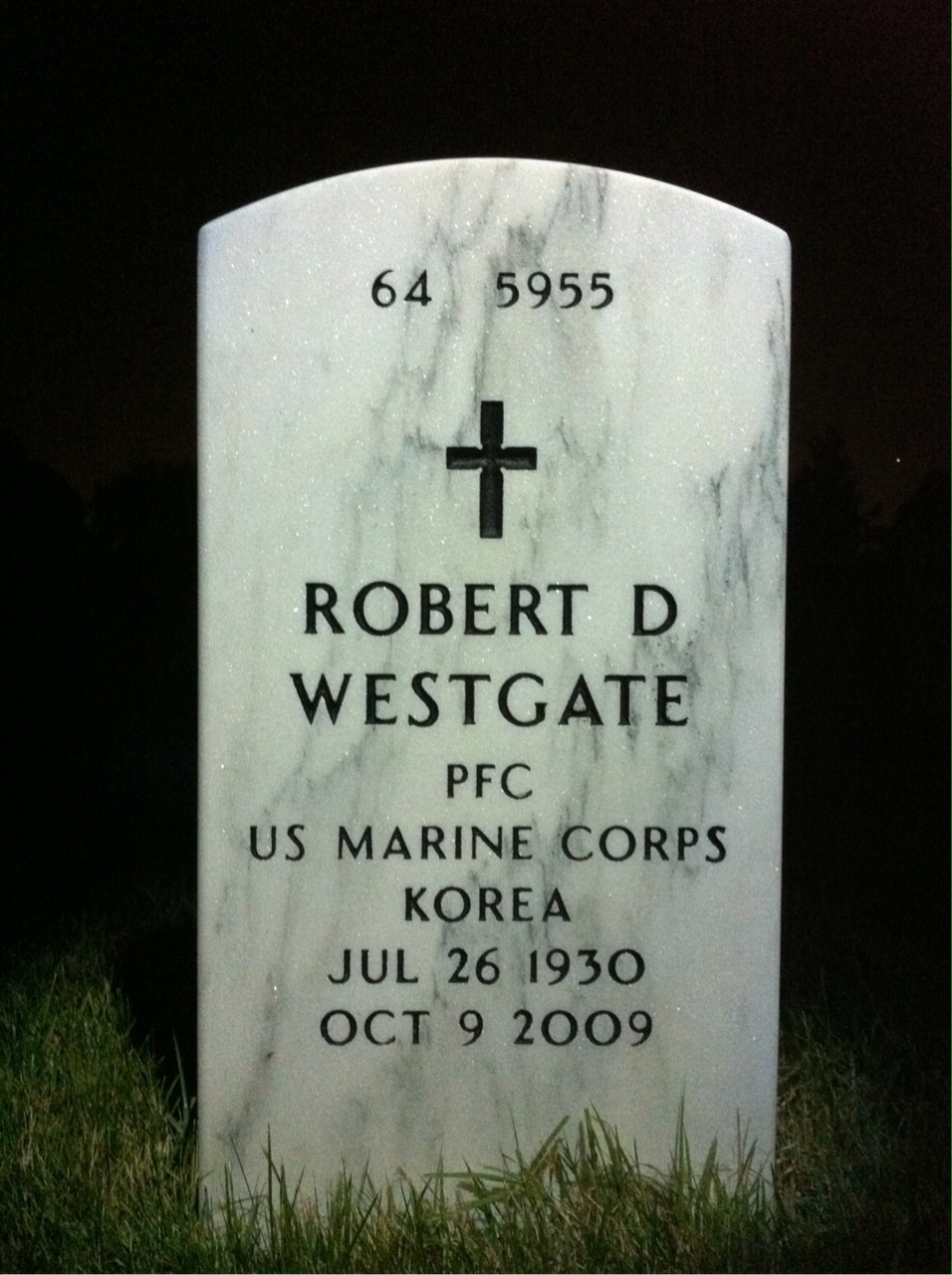 Back of headstone — Oscar Westgate