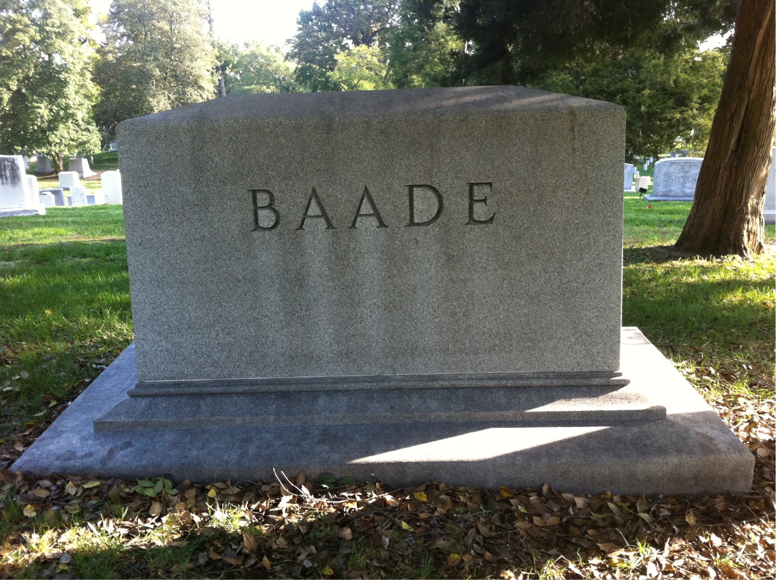 Back of headstone — Margaret Baade