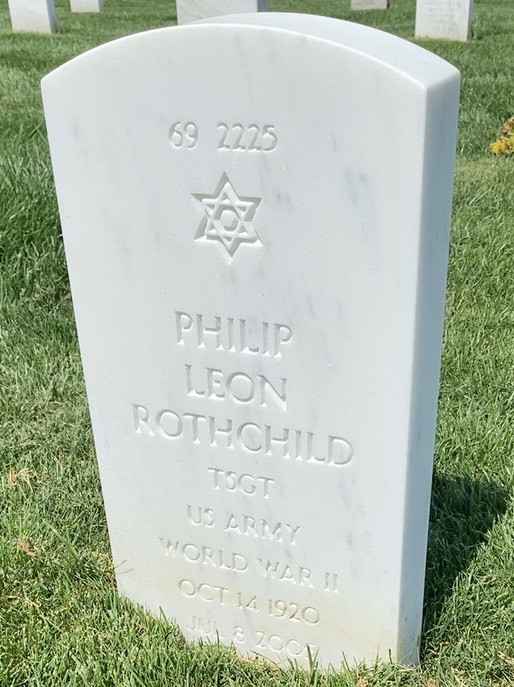 Back of headstone — Philip Rothchild