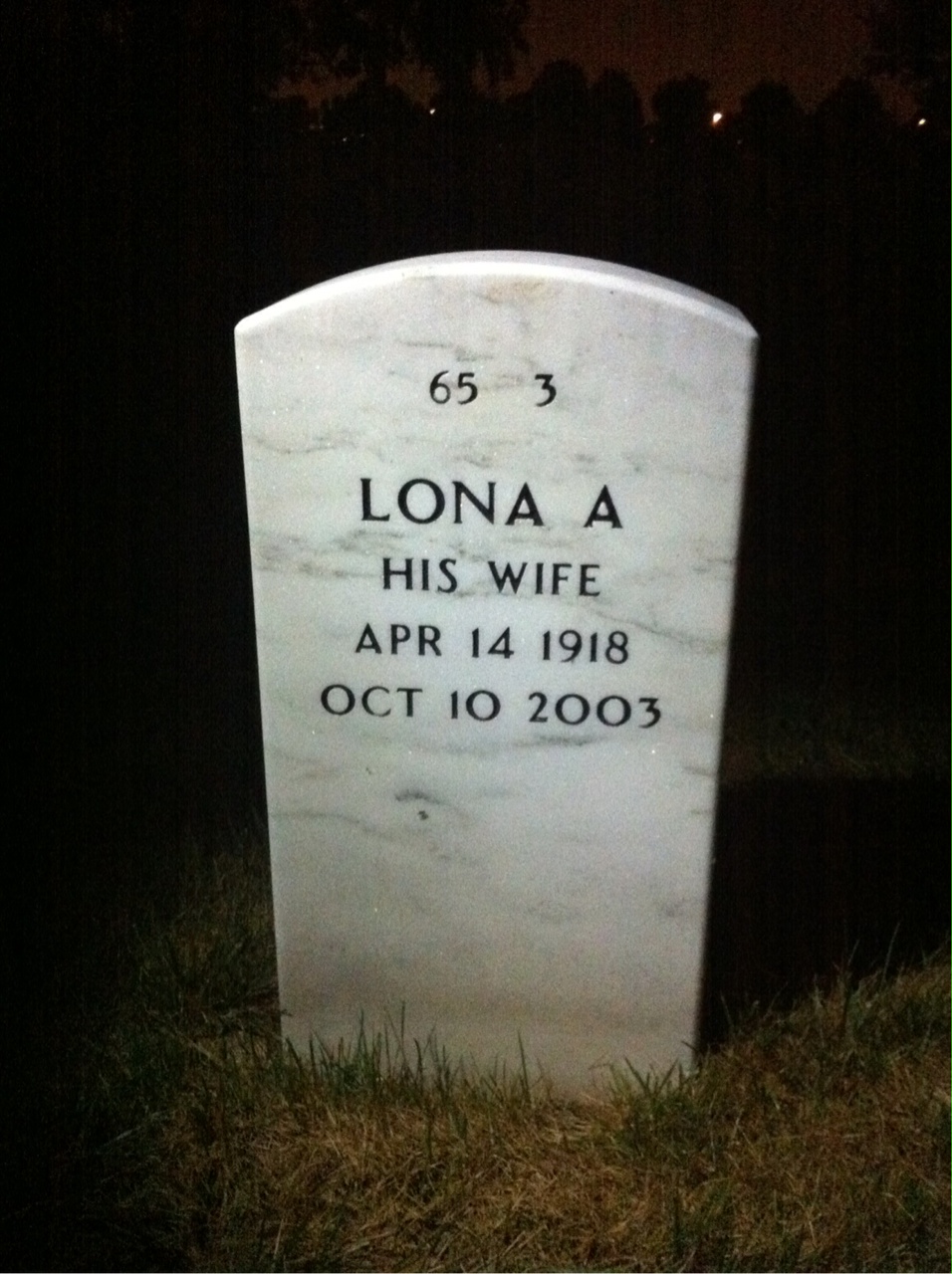 Back of headstone — George Hoover