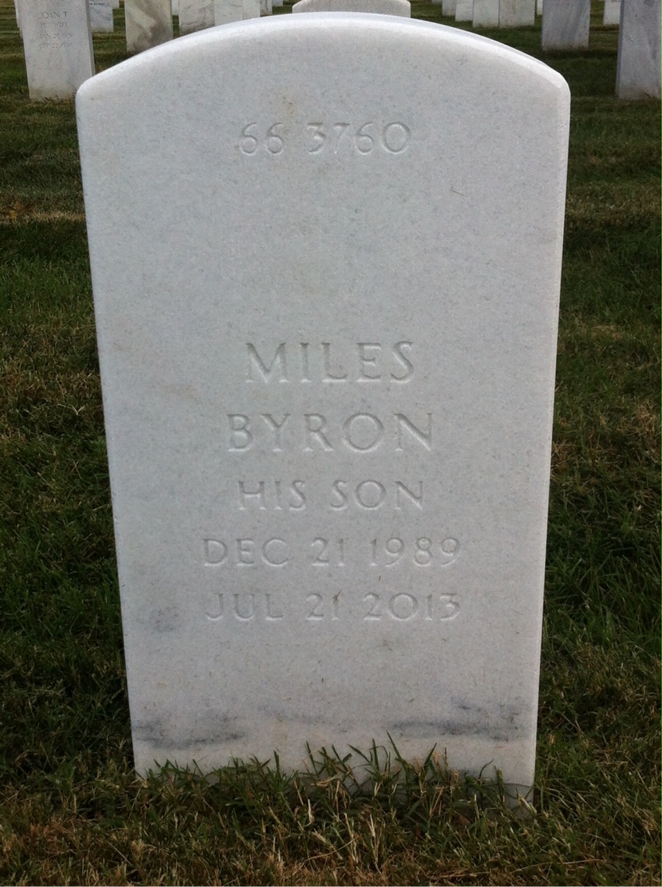 Back of headstone — Byron Hendrick