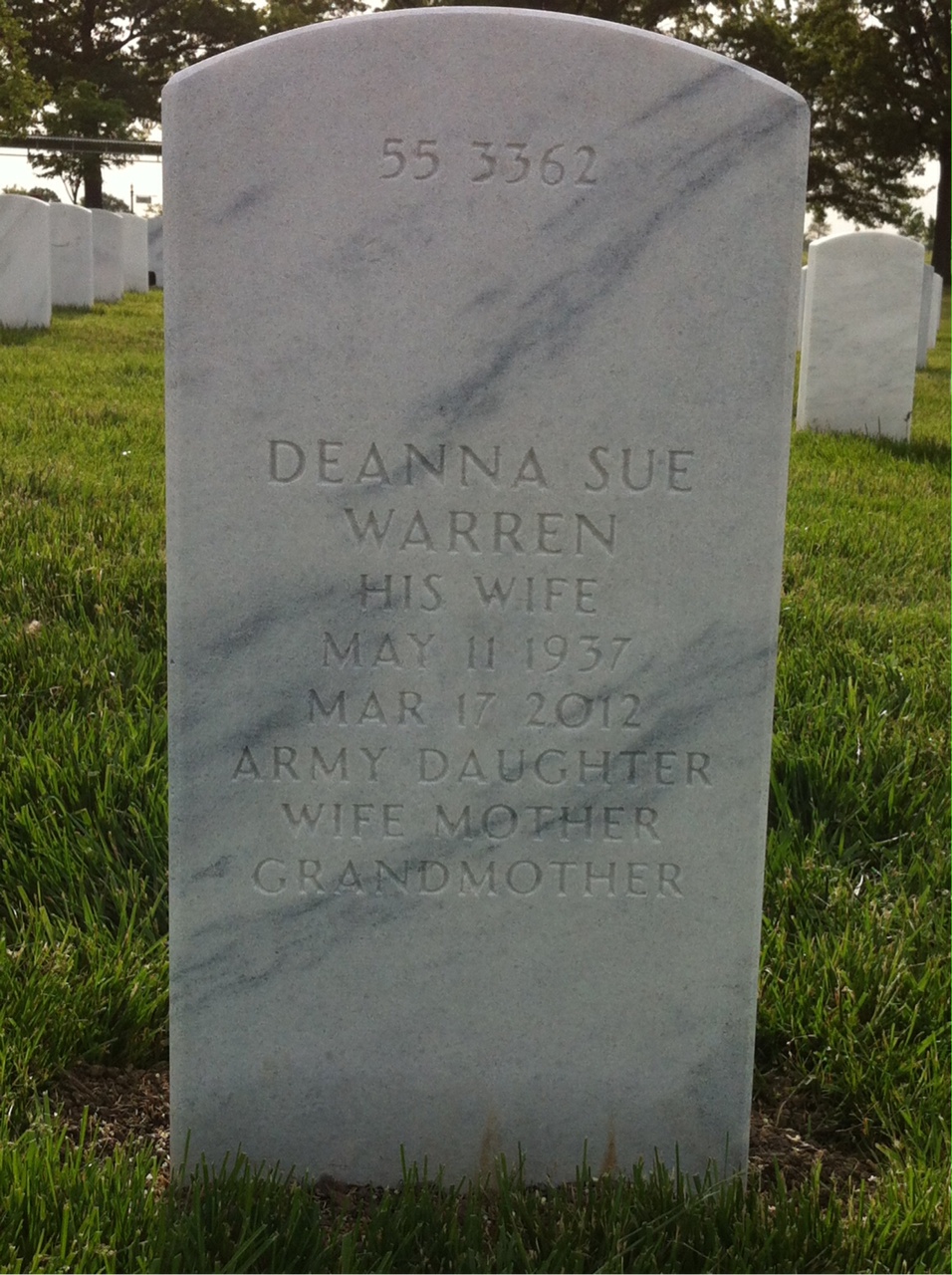 Back of headstone — Thomas Ivan Eisiminger