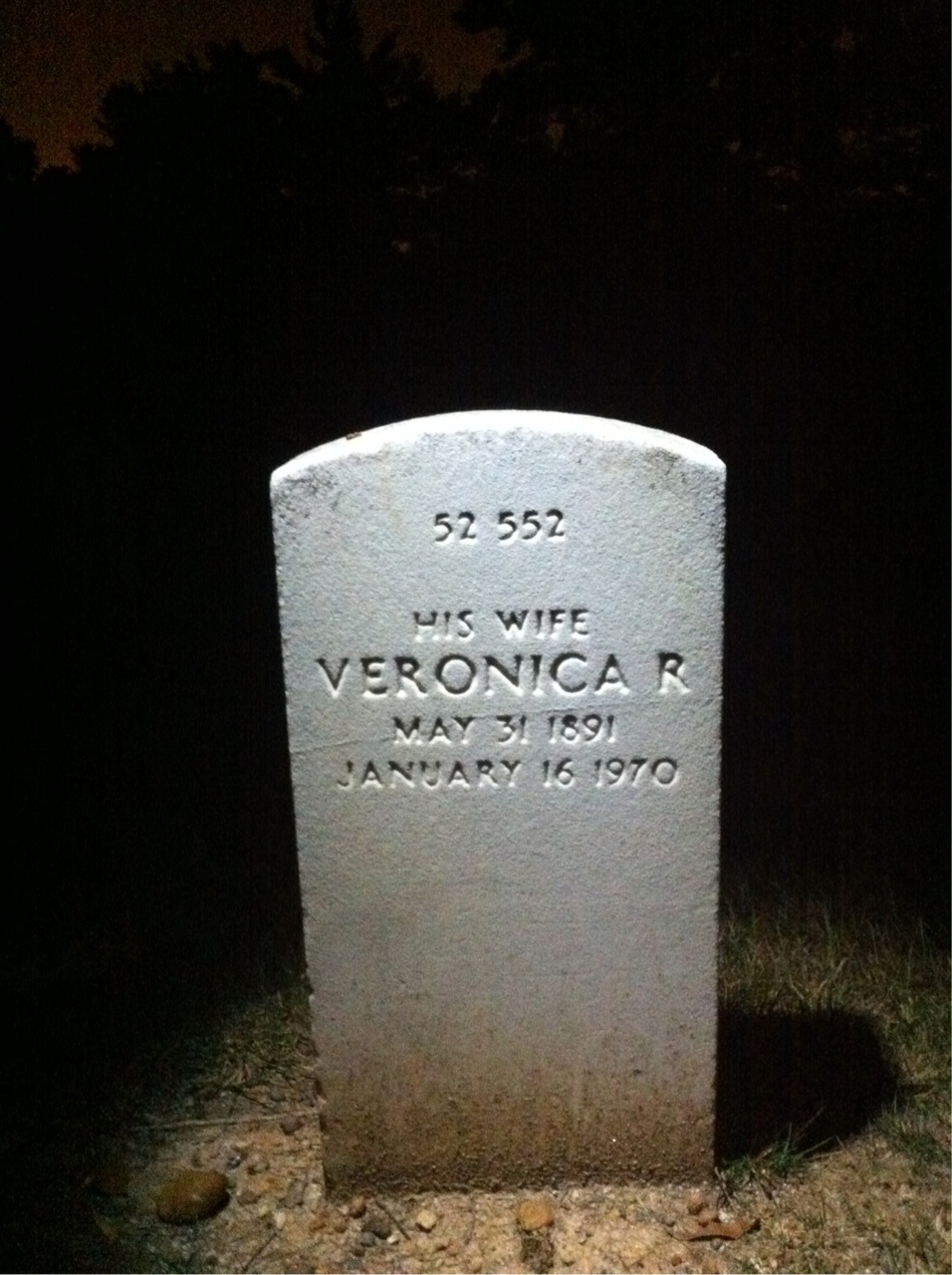 Back of headstone — William F Lally