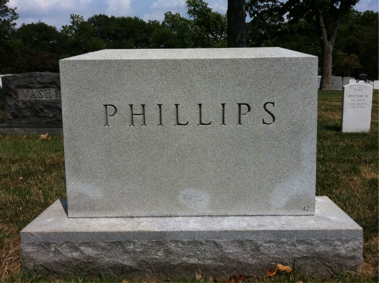 Back of headstone — Walter L Phillips