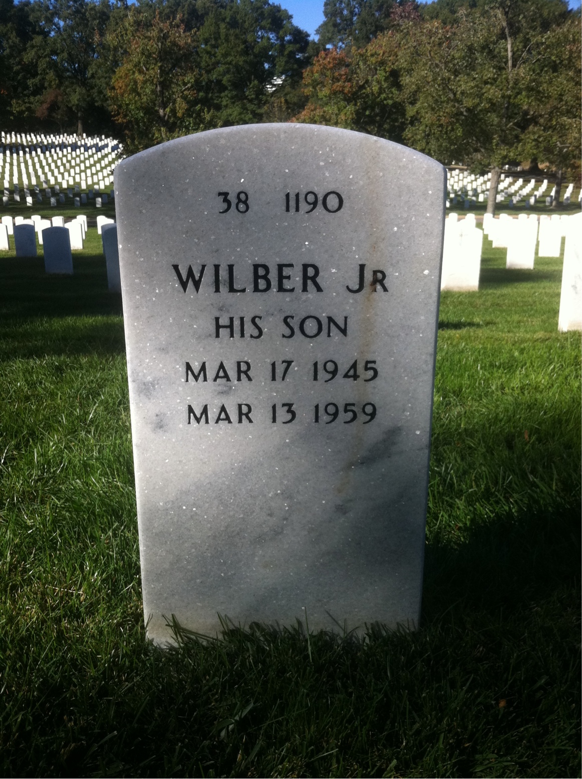 Back of headstone — Wilber Reed