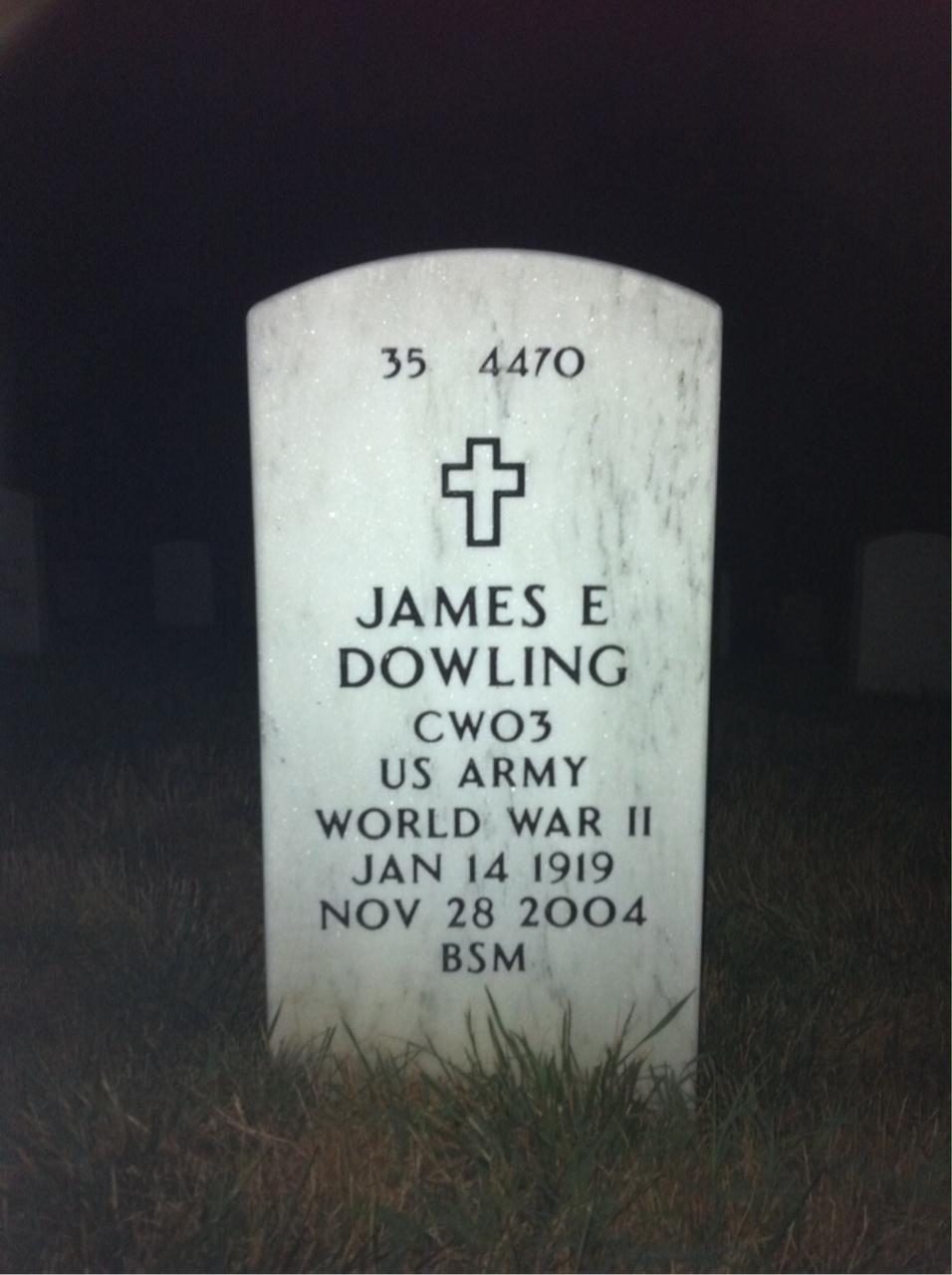Back of headstone — James Dowling