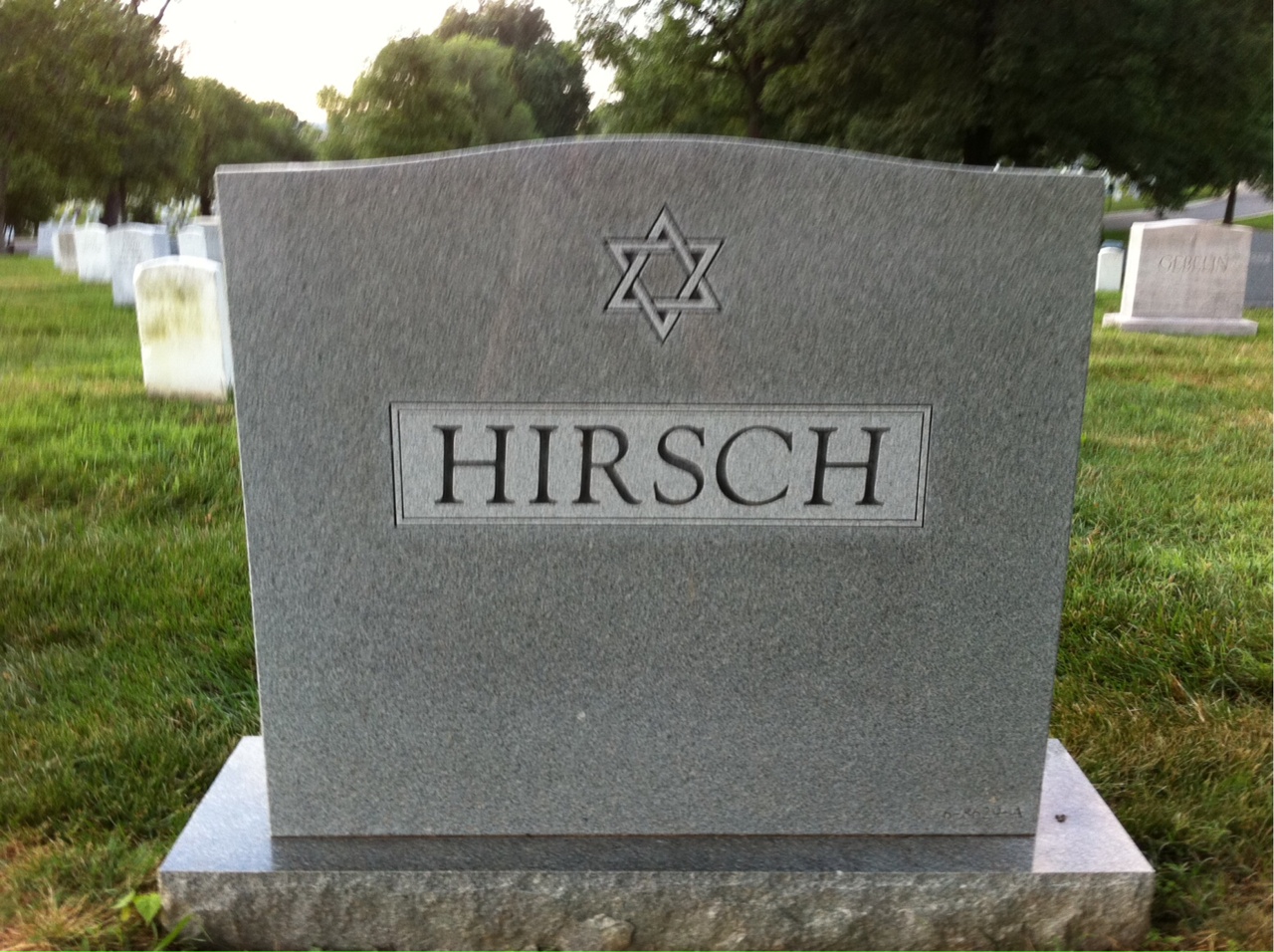 Back of headstone — Edward Hirsch
