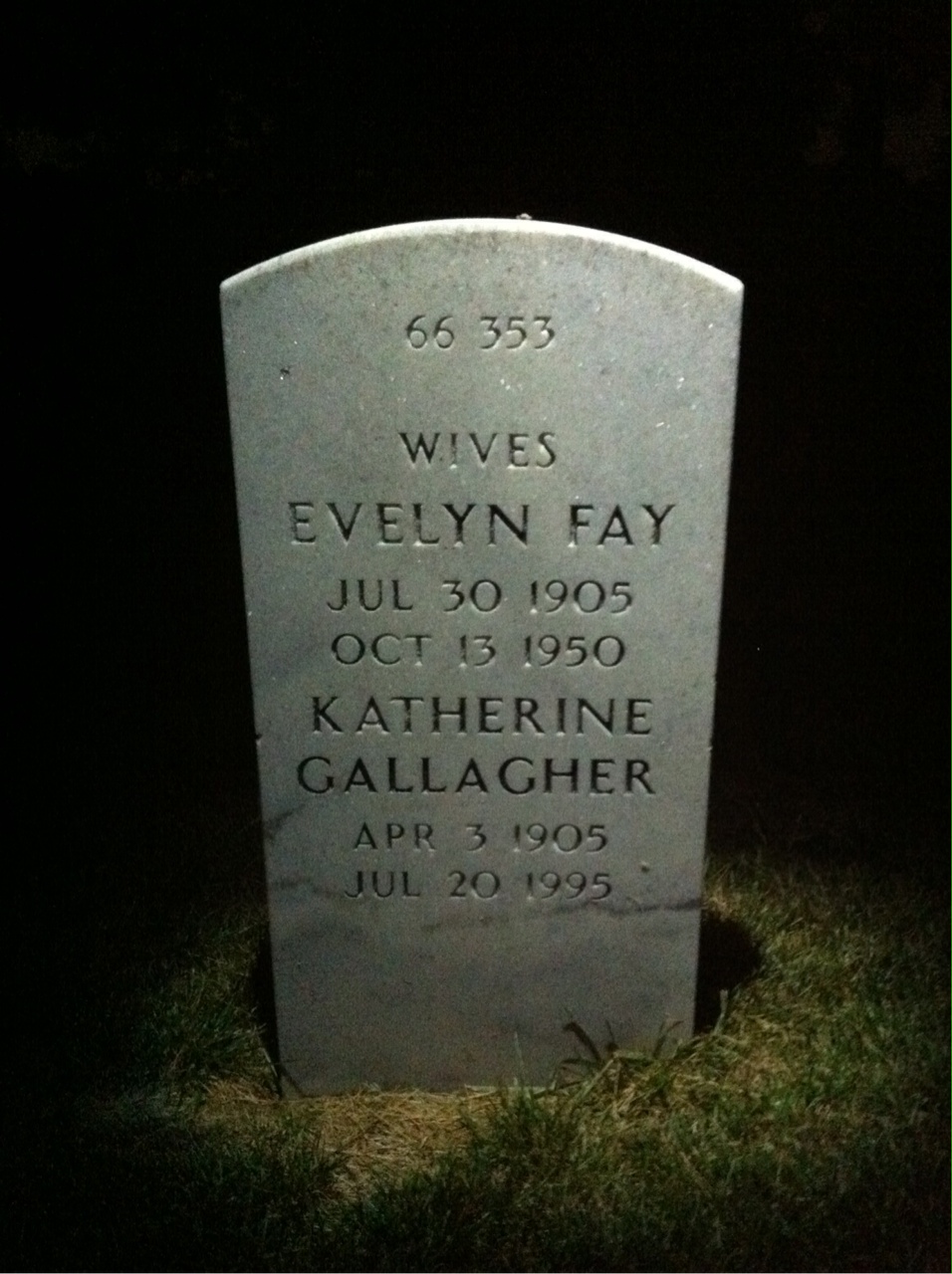 Back of headstone — Evelyn Mcnerney