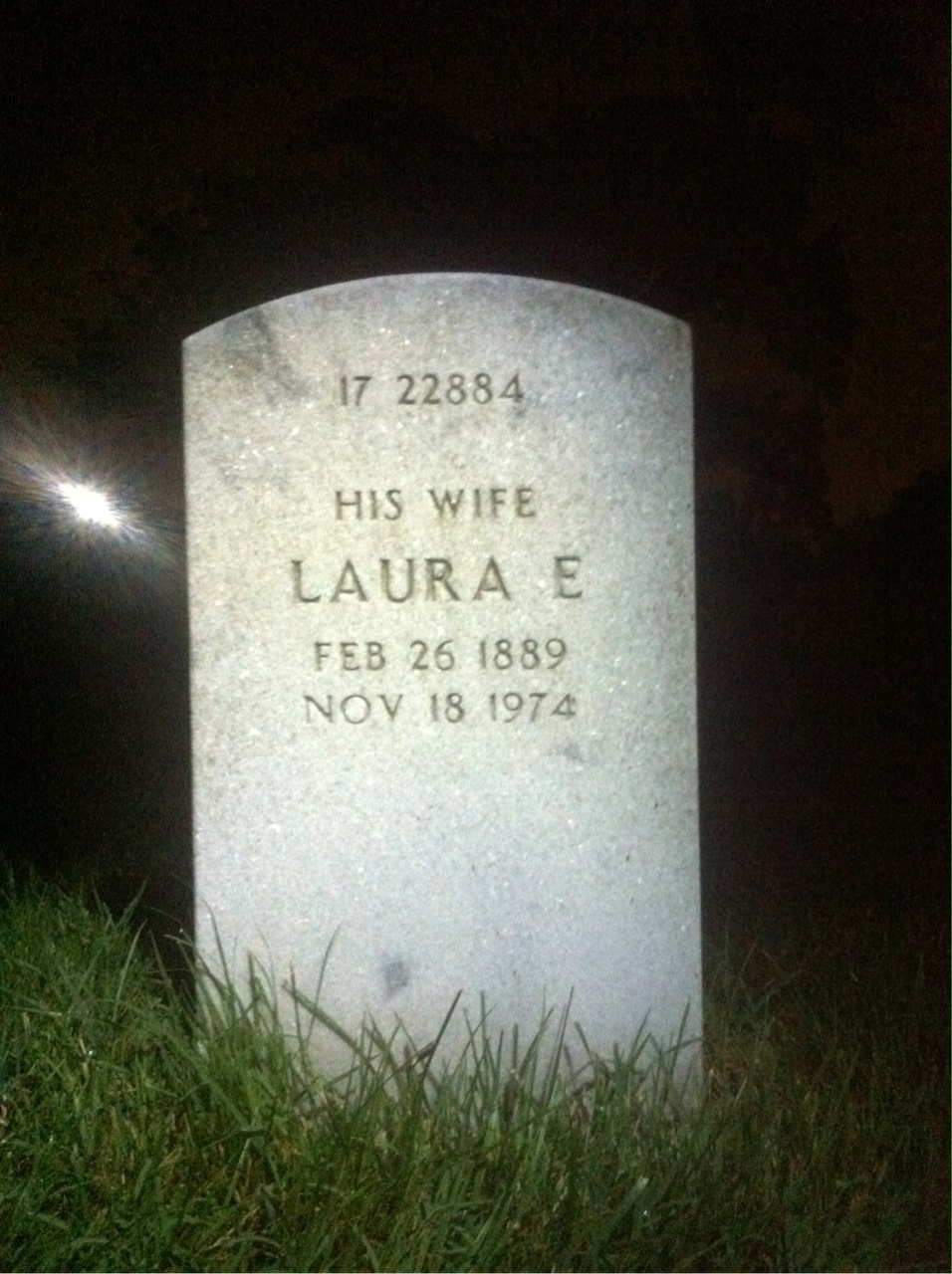 Back of headstone — Laura Atkeson