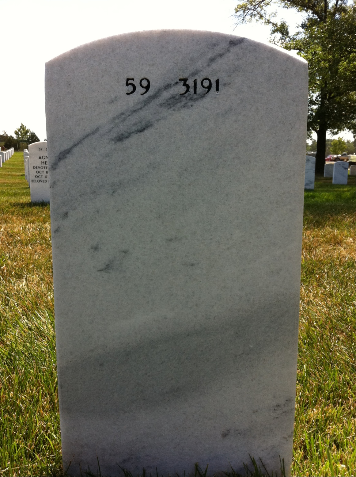 Back of headstone — John Dehart
