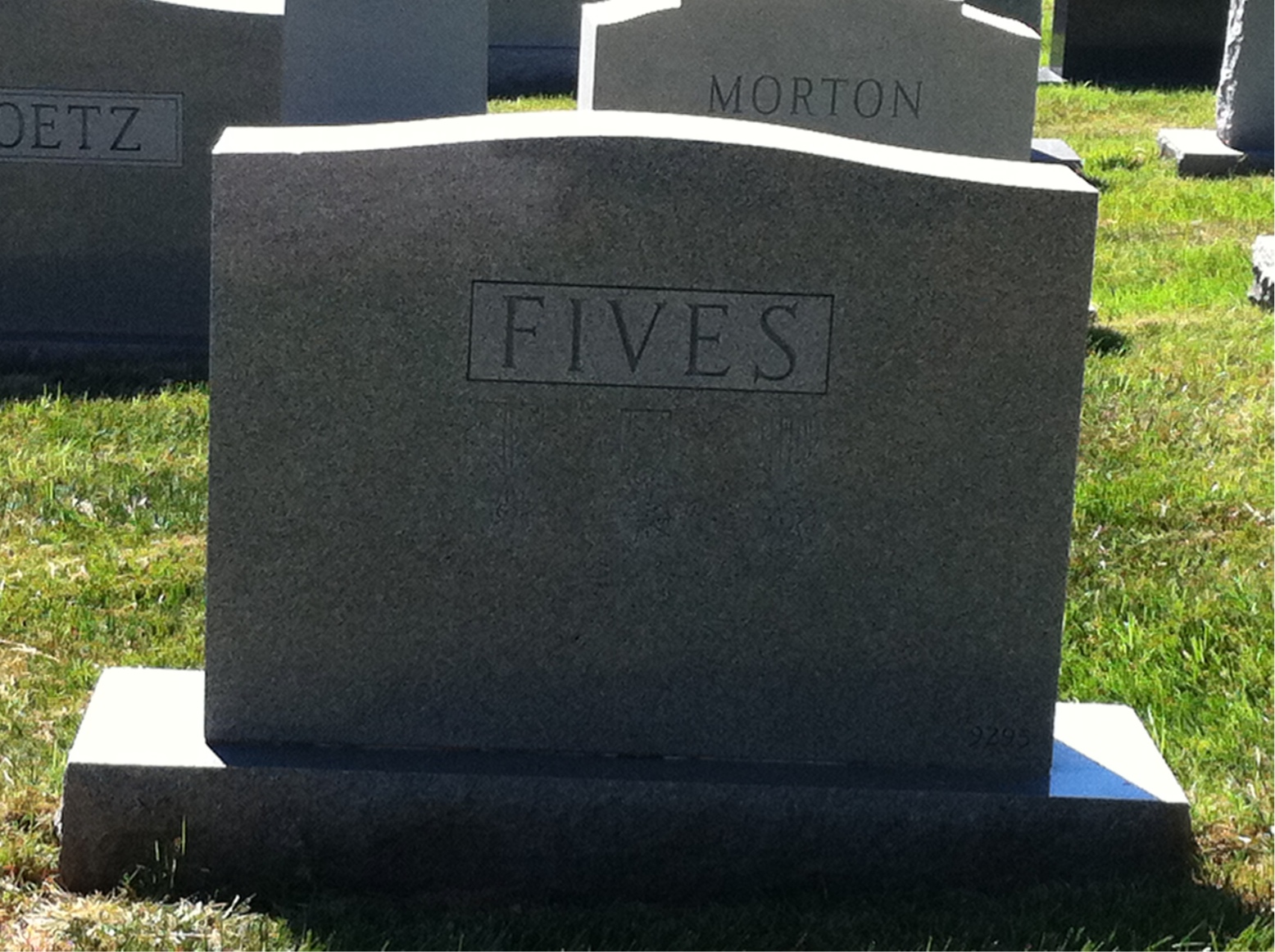 Back of headstone — Paul Fives