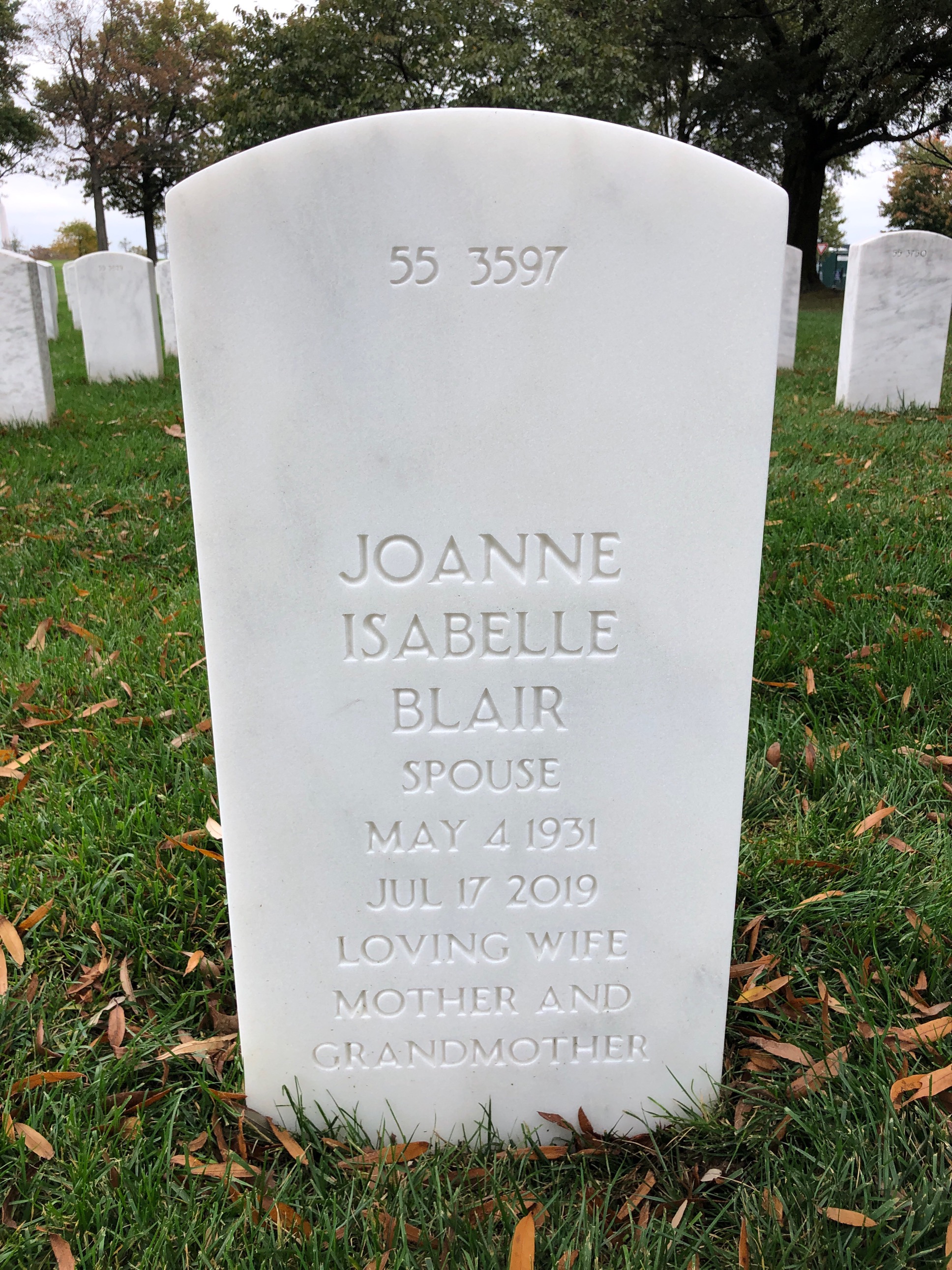 Back of headstone — John Blair