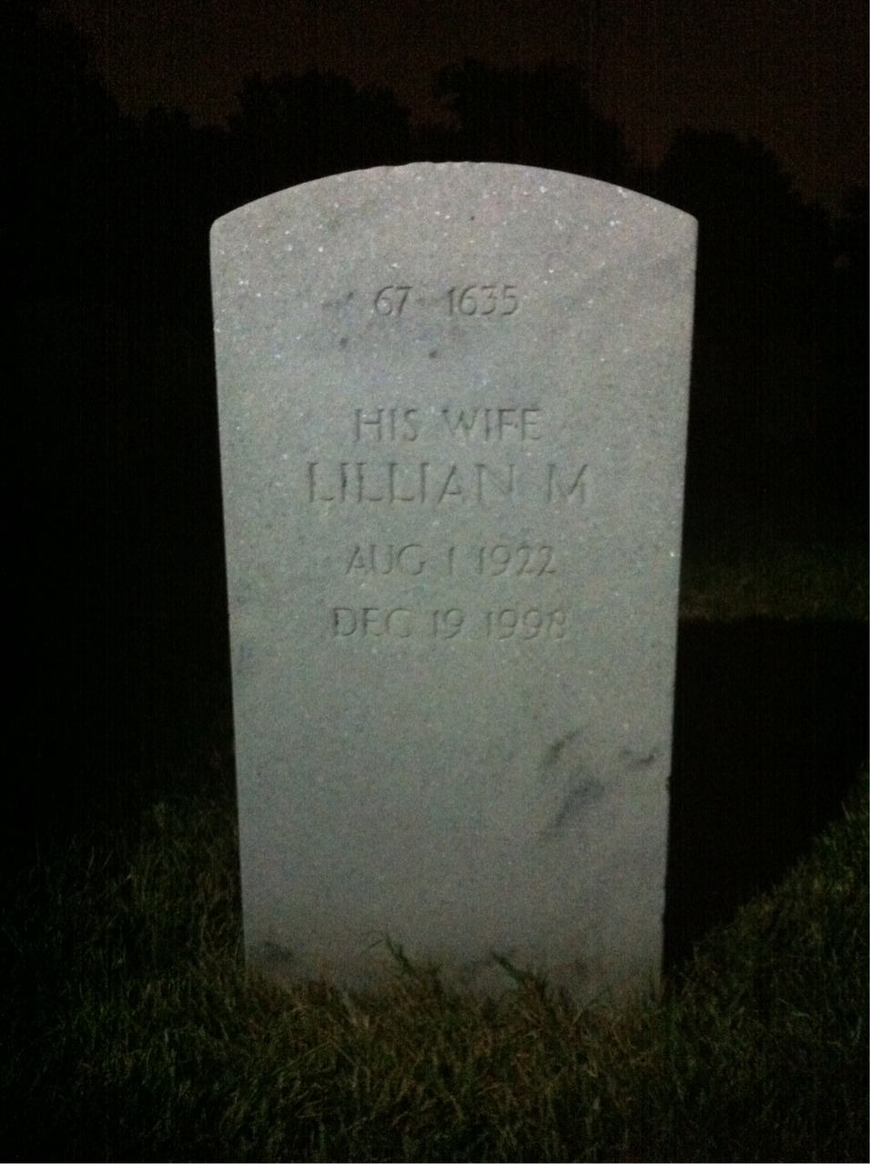 Back of headstone — Lillian Bader