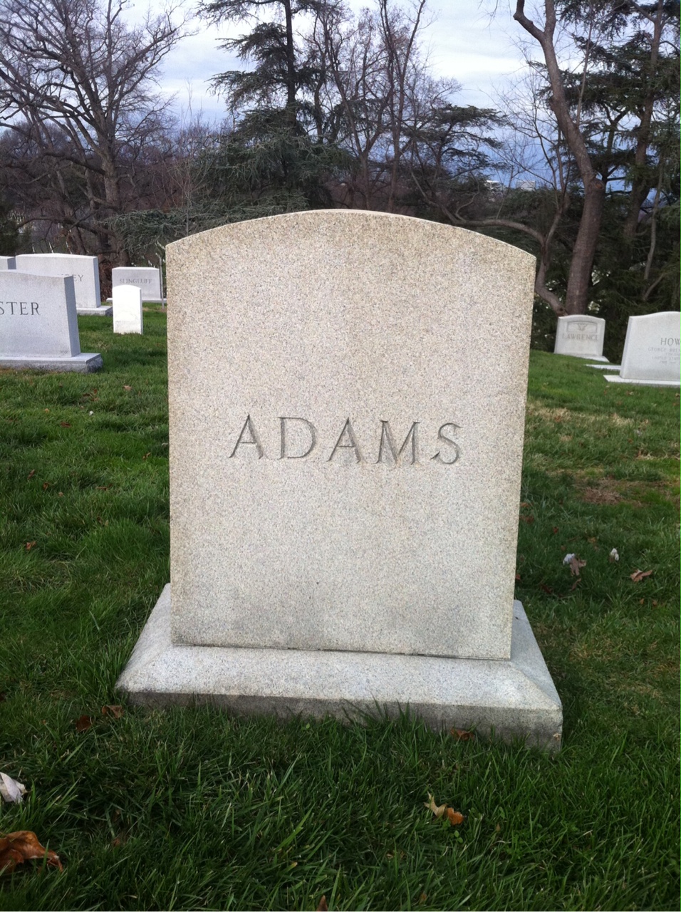Back of headstone — John Adams