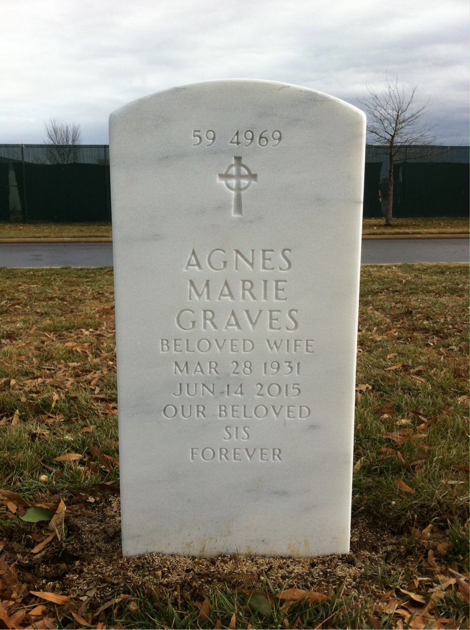 Back of headstone — Agnes Lewison