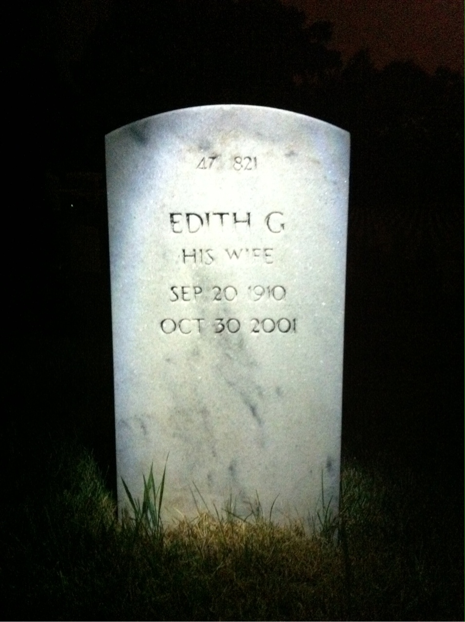 Back of headstone — Seymour Thomas