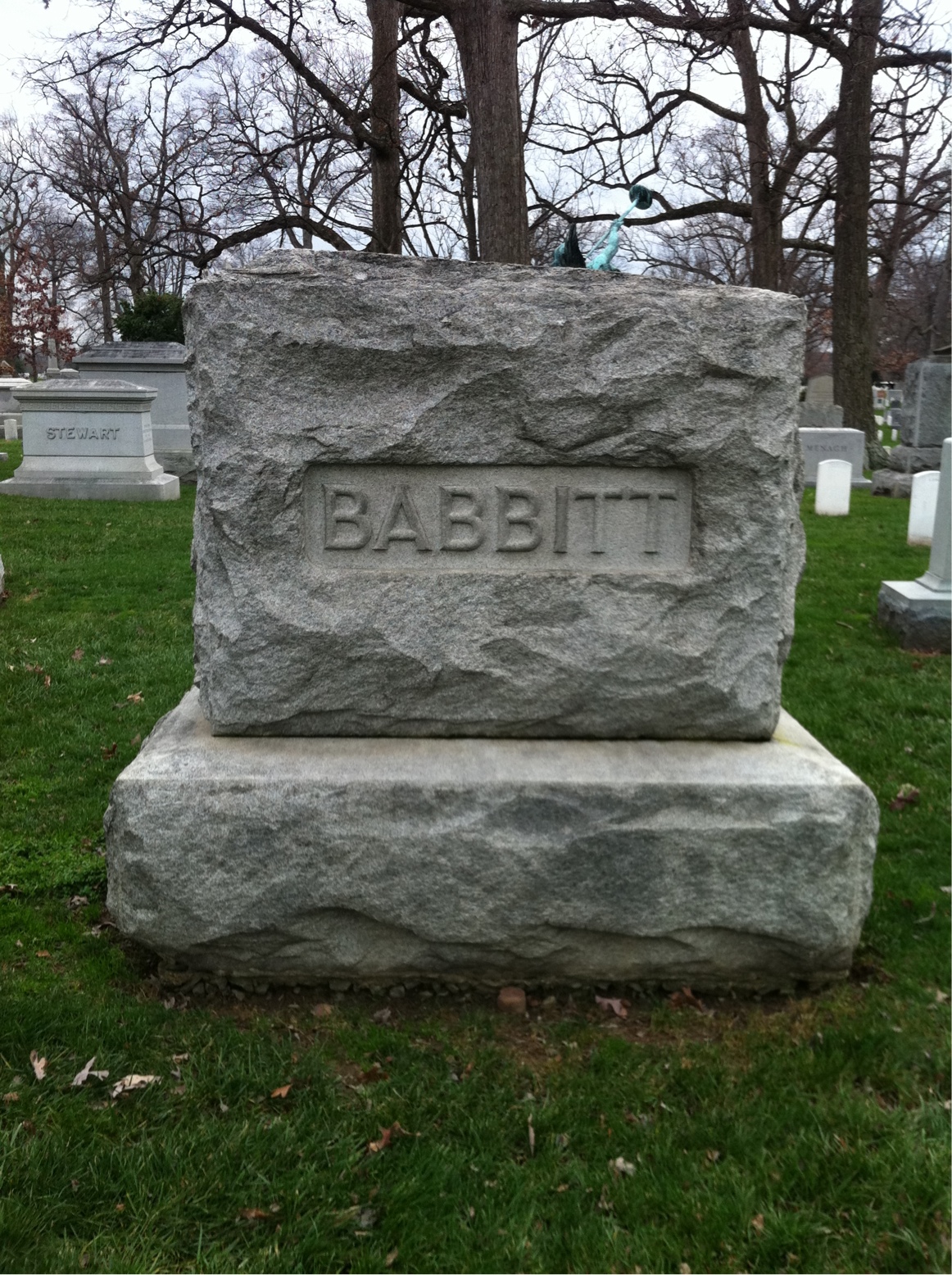 Back of headstone — Lawrence Babbitt