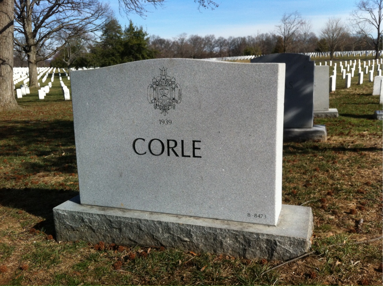 Back of headstone — Frederic Corle