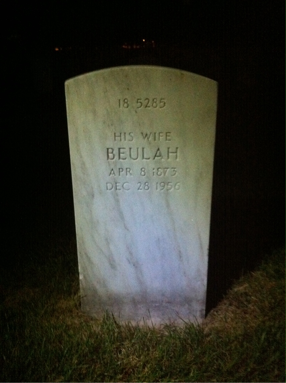 Back of headstone — Beulah Mcnulty