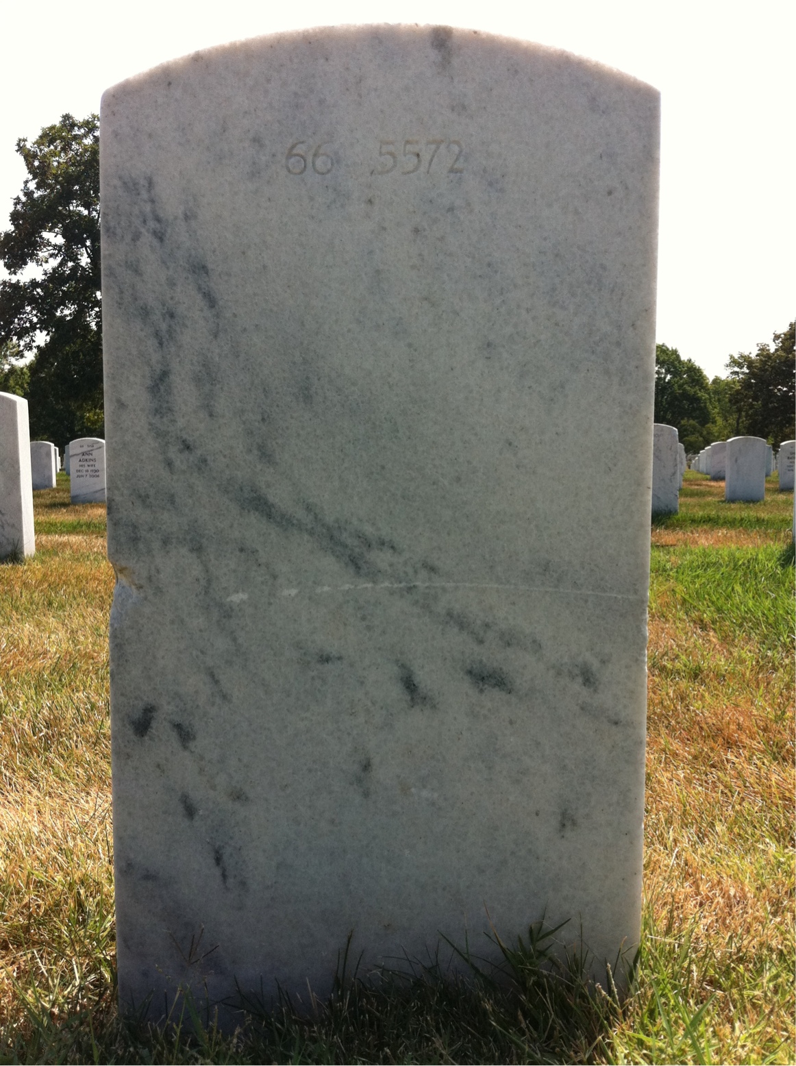 Back of headstone — Vernon George Otto