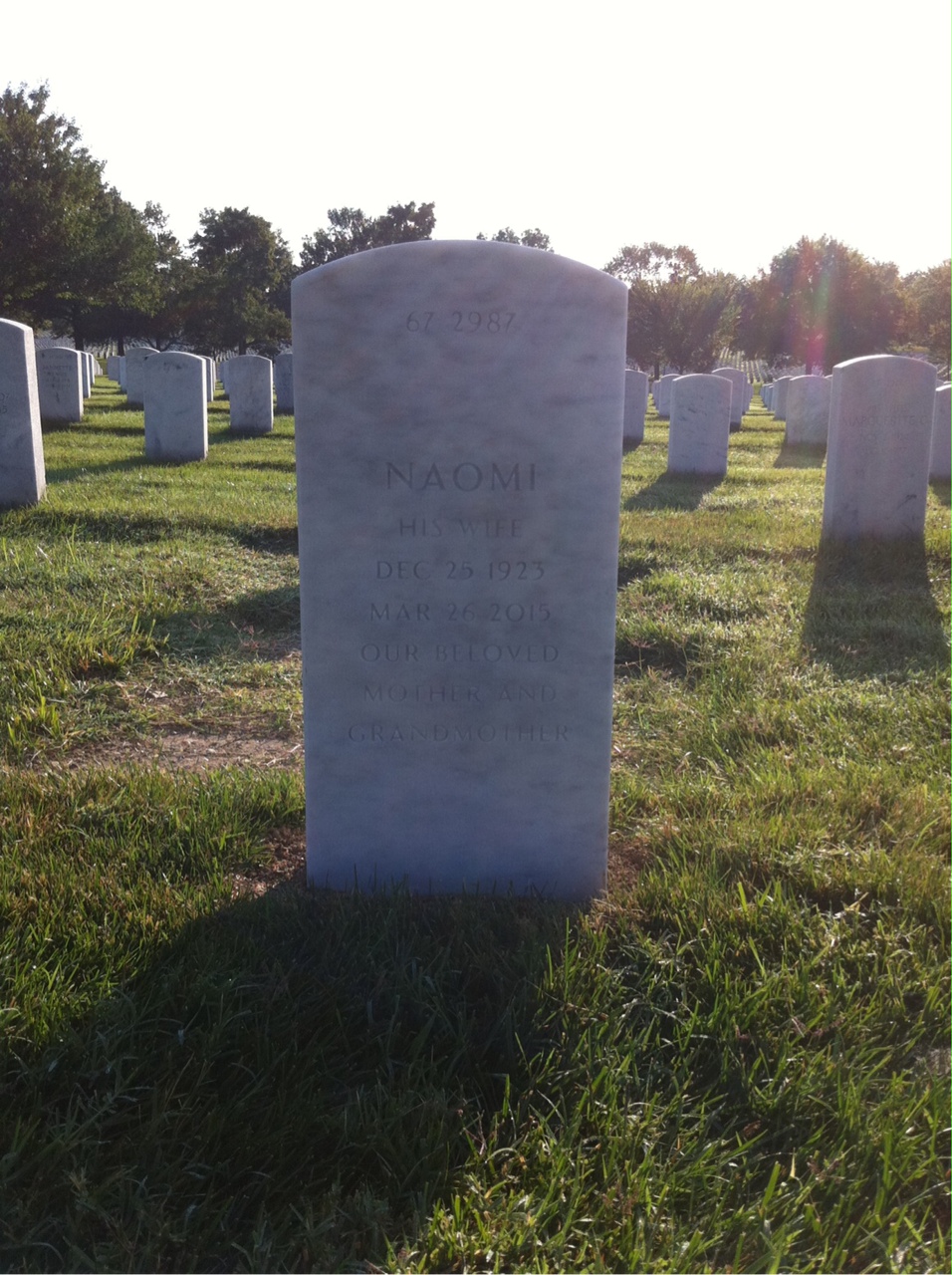 Back of headstone — Wilbert M Watson