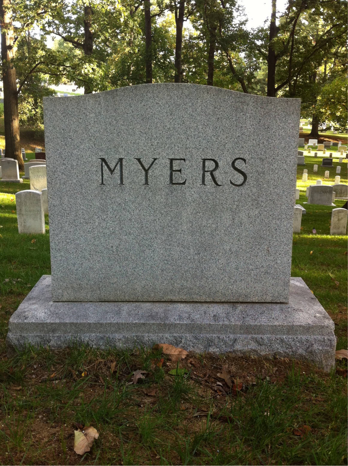 Back of headstone — Morris Myers