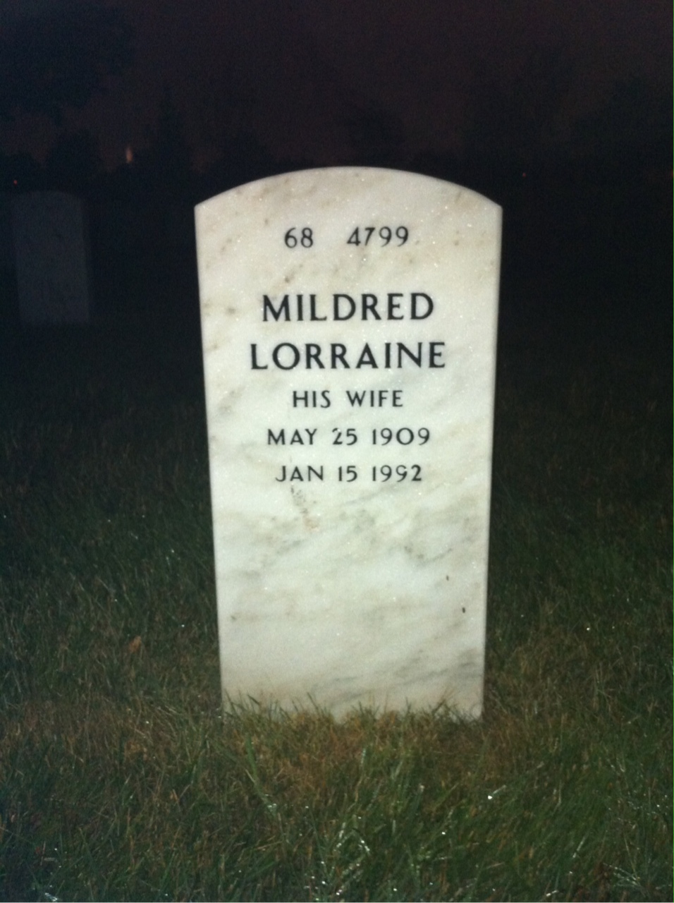 Back of headstone — Fred Witt