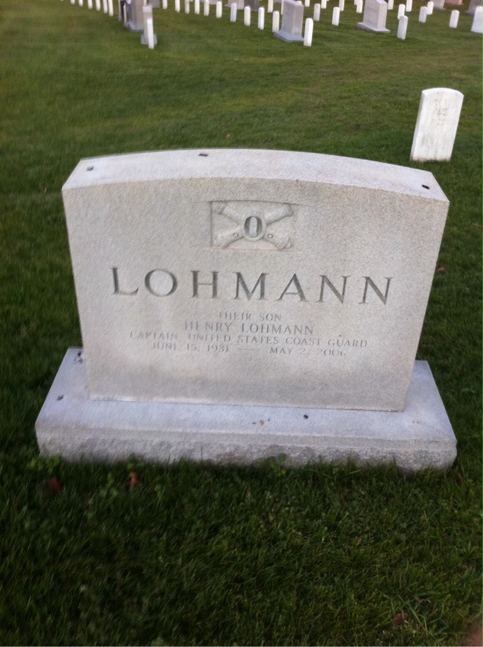 Back of headstone — Henry Lohmann