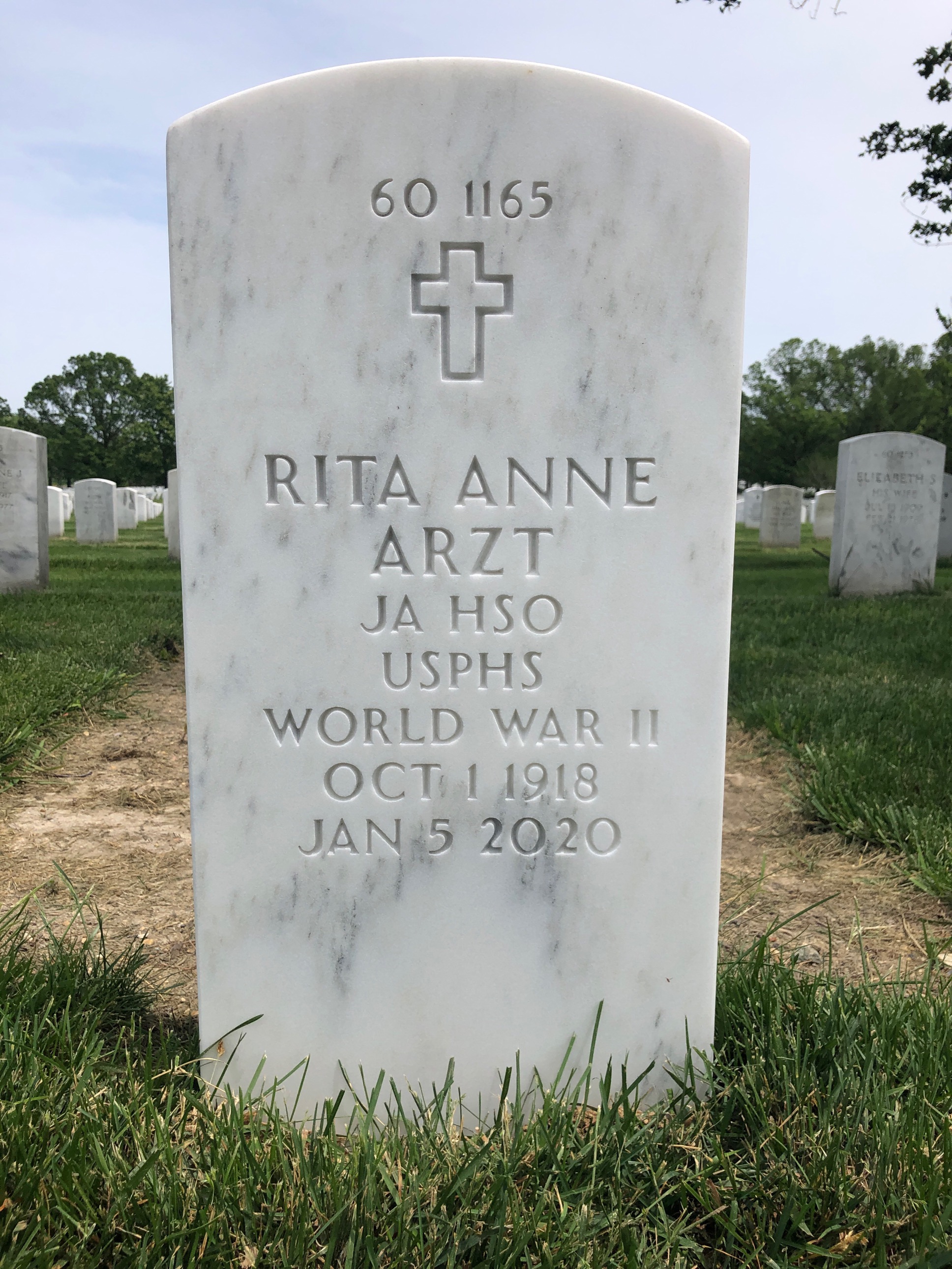 Back of headstone — Frederick Arzt