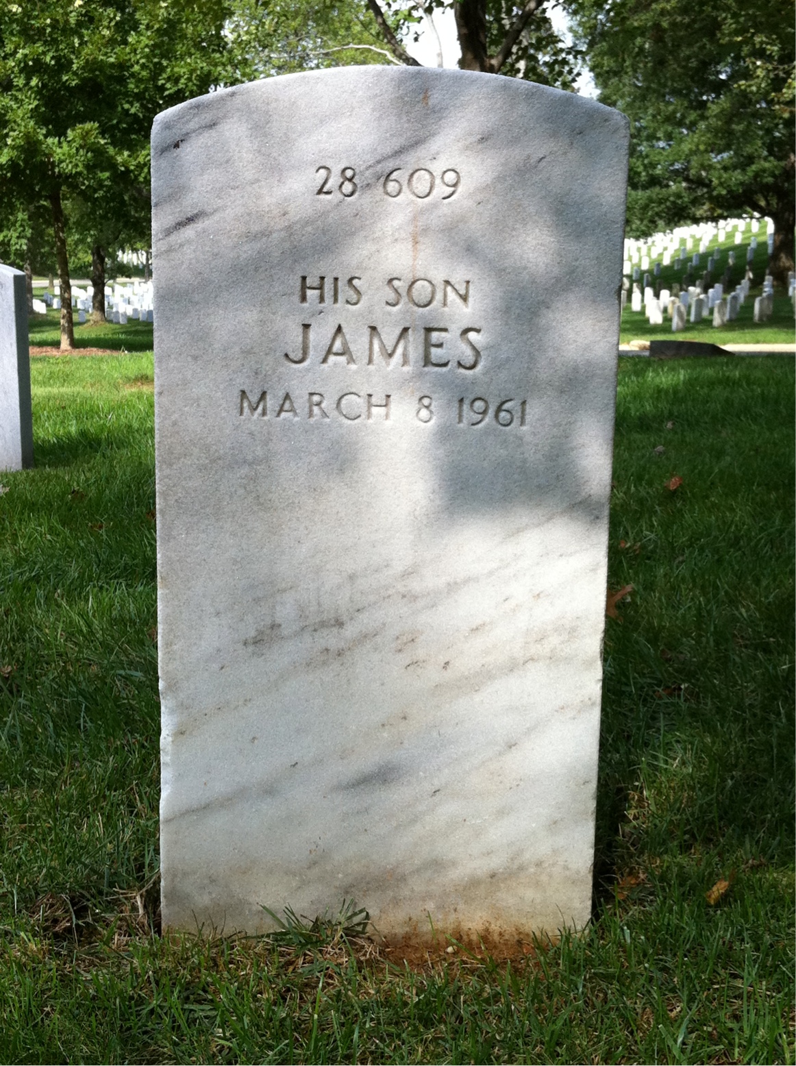 Back of headstone — William Herbert Bergeron